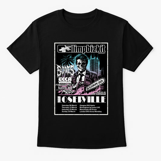 Limp Bizkit “Loserville Tour 2025” Unisex T-Shirt – UK & Europe Nu Metal Concert Poster Tee