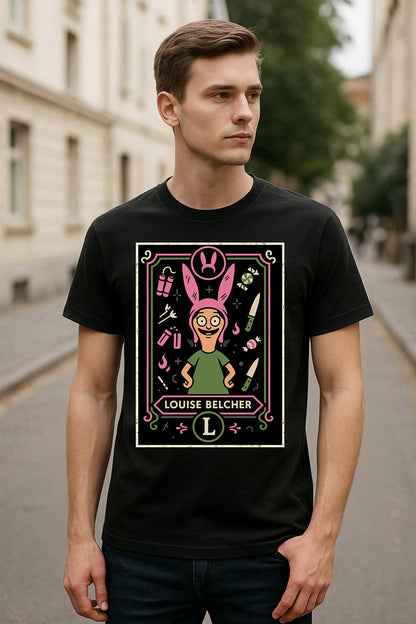 Louise Belcher Retro Cartoon Unisex T-Shirt Pink Bunny Hat Character Tee