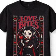 Love Bites Cute Vampire Girl Gothic Valentine Halloween Unisex T-Shirt