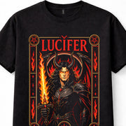 Lucifer Fallen Angel Demon Fire Sword Gothic Dark Fantasy Unisex T-Shirt
