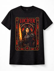 Lucifer Fallen Angel Demon Fire Sword Gothic Dark Fantasy Unisex T-Shirt