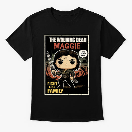 The Walking Dead “Fight Like Family” Maggie Graphic Tee – Comic Style Survivor T-Shirt