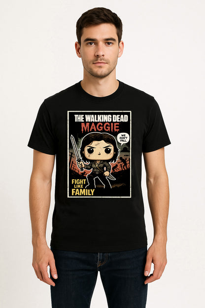 The Walking Dead “Fight Like Family” Maggie Graphic Tee – Comic Style Survivor T-Shirt
