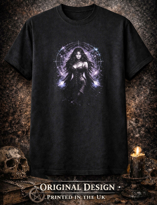 Witch T-Shirt Dark Fantasy Beauty Gothic Arcane Magic Unisex Black Graphic Tee