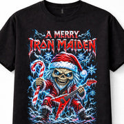 Iron Maiden Merry Christmas Heavy Metal Santa Guitar Festive Unisex T-Shirt