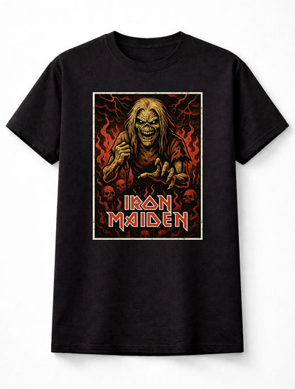 Iron Maiden T-Shirt Eddie Horror Flame Art Unisex Black Graphic Tee
