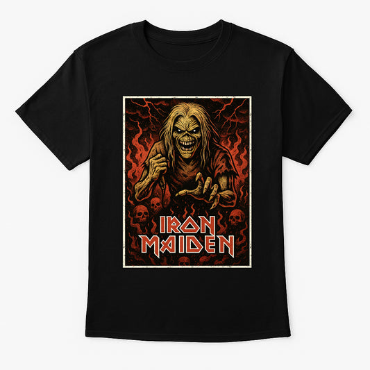 Iron Maiden – Eddie Flames Unisex T-Shirt Classic Metal Band Merch Tee
