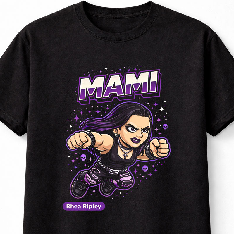 Rhea Ripley Mami Cartoon Wrestler T-Shirt Gothic Fan Tee Unisex Adults & Kids