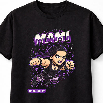 Rhea Ripley Mami Cartoon Wrestler T-Shirt Gothic Fan Tee Unisex Adults & Kids