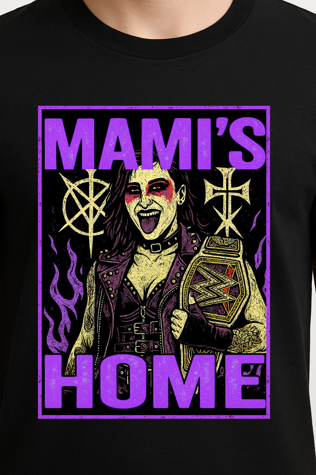 Rhea Ripley T-Shirt Mamis Home Wrestling WWE Gothic Unisex Black Graphic Tee