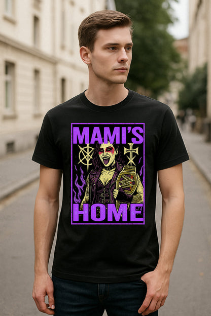 Rhea Ripley T-Shirt Mamis Home Wrestling WWE Gothic Unisex Black Graphic Tee