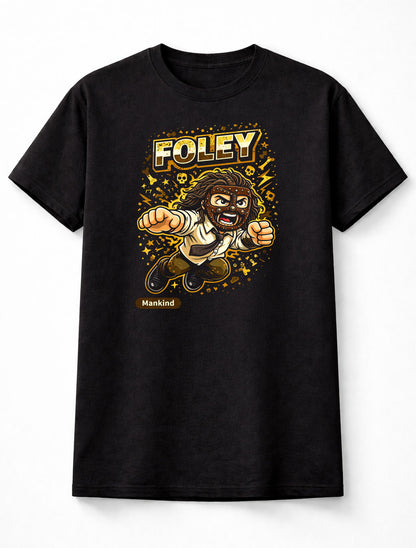 Mick Foley Mankind Cartoon WWE WWF Wrestler T-Shirt Hardcore Legend Unisex Adults & Kids