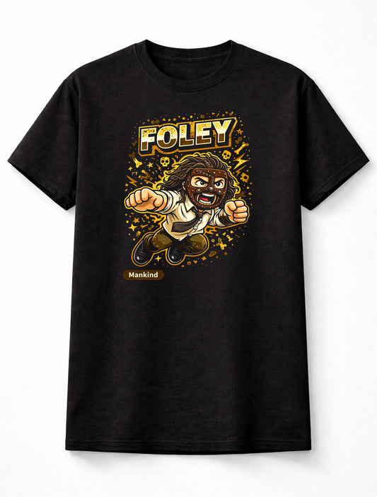 Mick Foley Mankind Cartoon WWE WWF Wrestler T-Shirt Hardcore Legend Unisex Adults & Kids