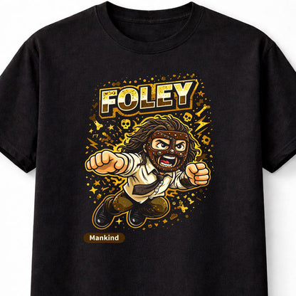 Mick Foley Mankind Cartoon WWE WWF Wrestler T-Shirt Hardcore Legend Unisex Adults & Kids