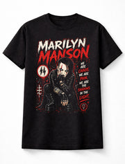 Marilyn Manson Inspired Gothic Graphic T-Shirt Dark Rock Industrial Metal Tee Red Black Grunge Adults & Kids Unisex T-Shirt