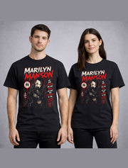 Marilyn Manson Inspired Gothic Graphic T-Shirt Dark Rock Industrial Metal Tee Red Black Grunge Adults & Kids Unisex T-Shirt