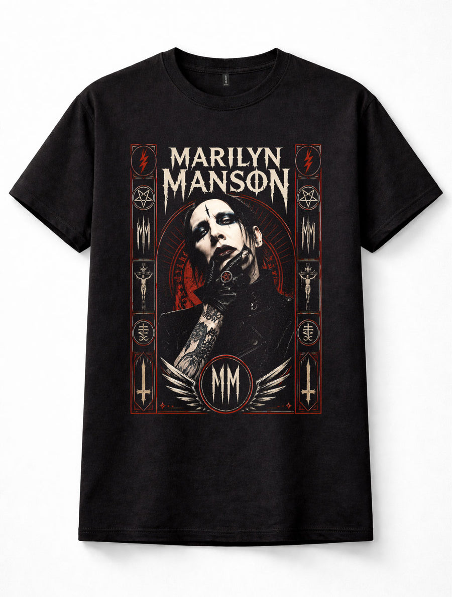Marilyn Manson Industrial Metal Gothic Rock Music Graphic Black Unisex T-Shirt