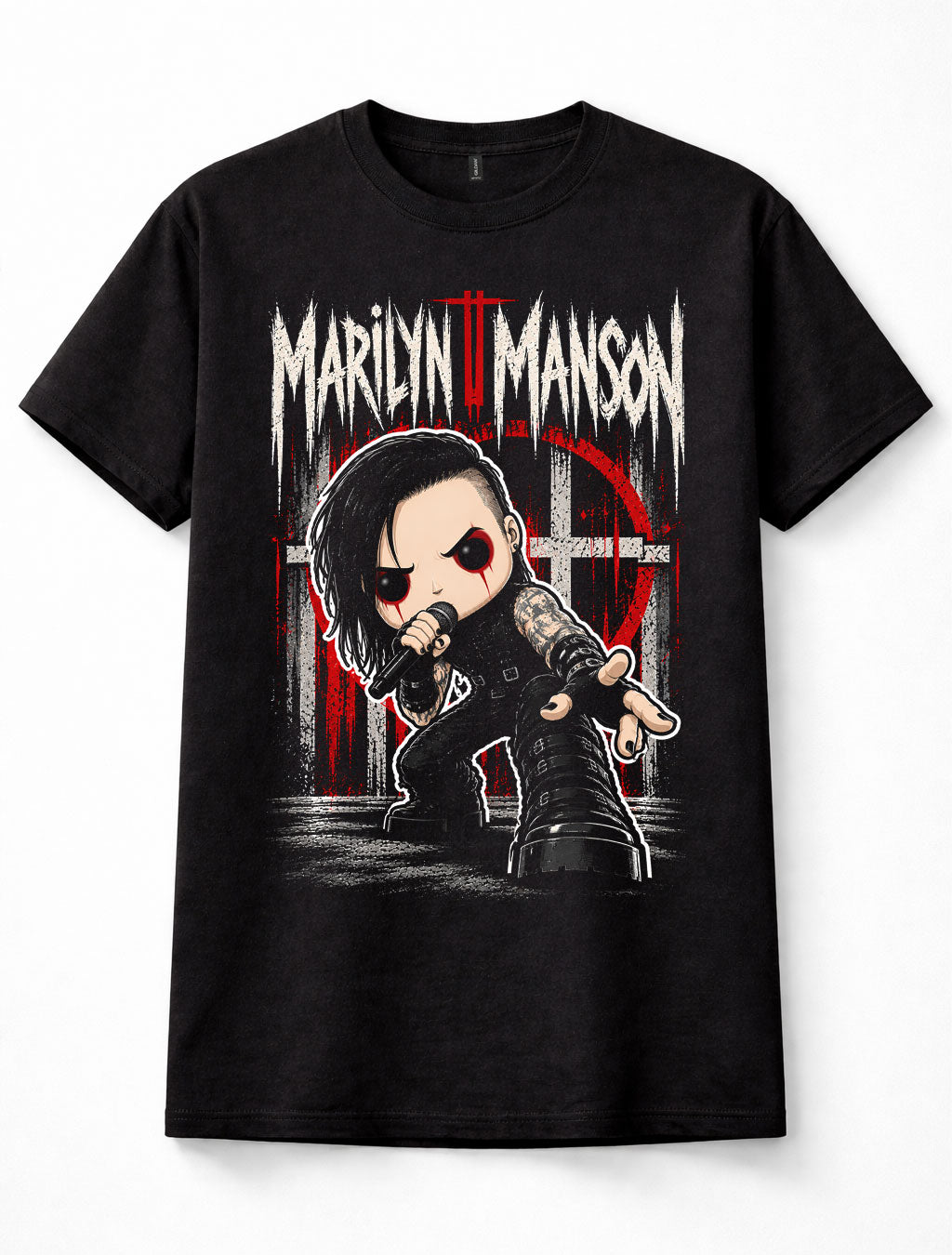 Marilyn Manson Chibi Cartoon Industrial Metal Rock Unisex T-Shirt