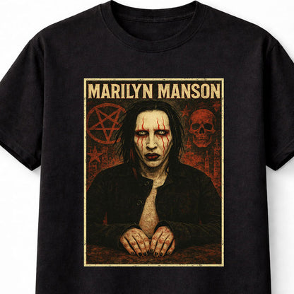 Marilyn Manson T-Shirt Gothic Shock Rock Art Unisex Black Graphic Tee