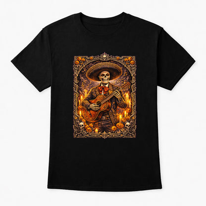 Day of the Dead Mariachi Skeleton Guitarist T-Shirt Unisex Sugar Skull Art Tee