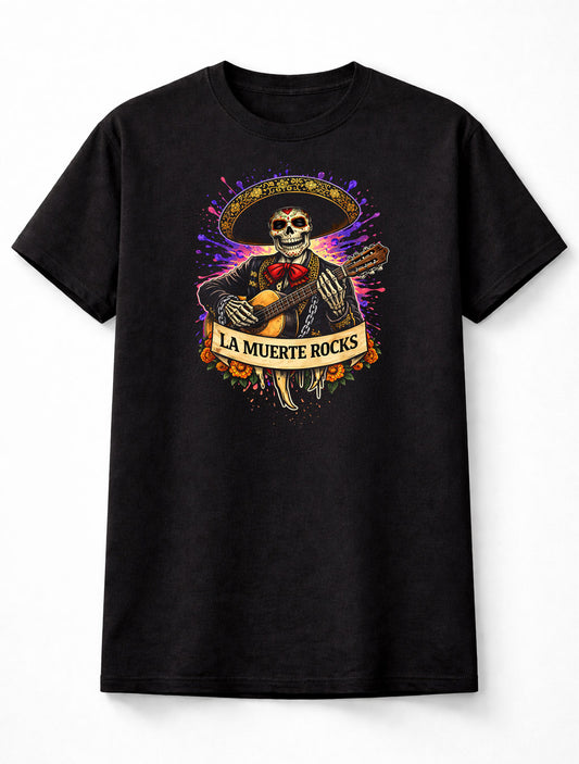 Mariachi T Shirt Day Of The Dead La Muerte Rocks Skull Unisex Tattoo Tee