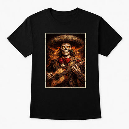 Mariachi Skeleton Guitarist Unisex T-Shirt Gothic Day of the Dead Tee