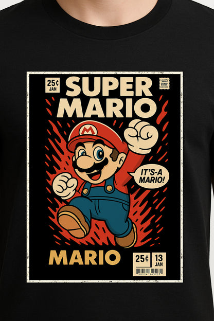 Super Mario Nintendo Unisex T-Shirt – Retro Hero Classic Gamer Vintage Graphic Tee
