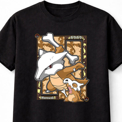 Marowak Bone Keeper Pokémon T-Shirt Retro Anime Unisex Black Graphic Tee