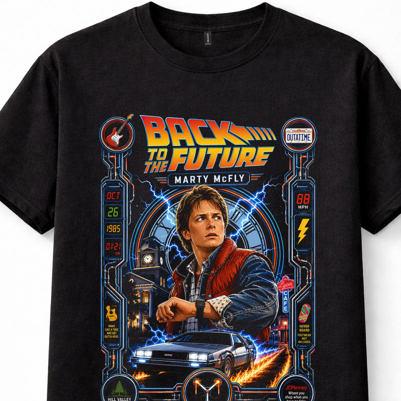 Back to the Future Marty McFly DeLorean Movie Graphic Unisex T-Shirt