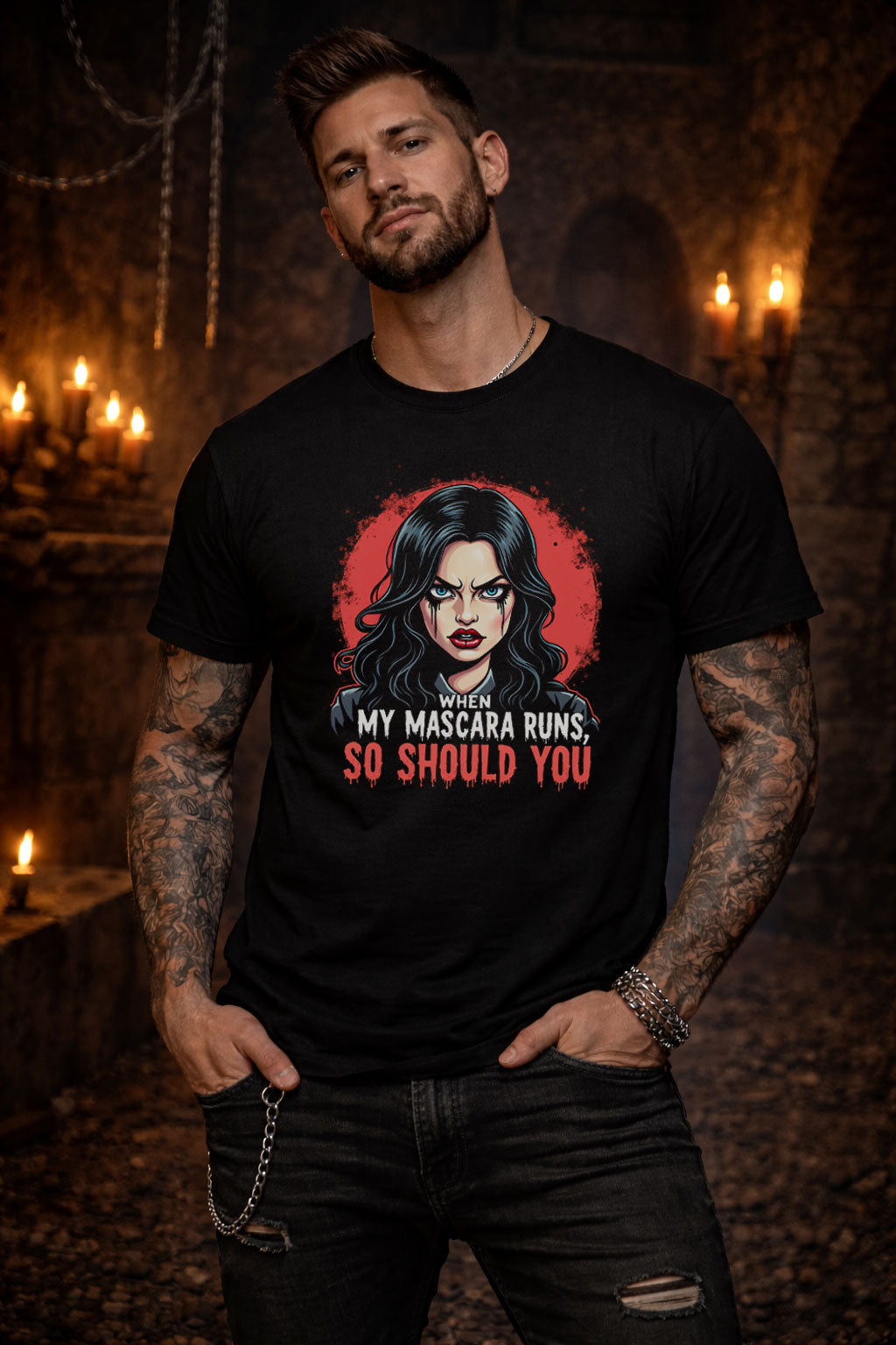 Goth Horror Woman Mascara Quote T Shirt Dark Humour Scary Graphic Tee