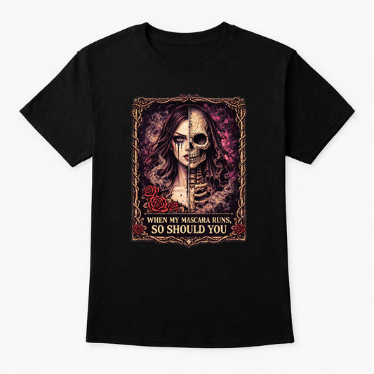Crying Mascara Skull Unisex T-Shirt Dark Beauty Gothic Emotion Tee