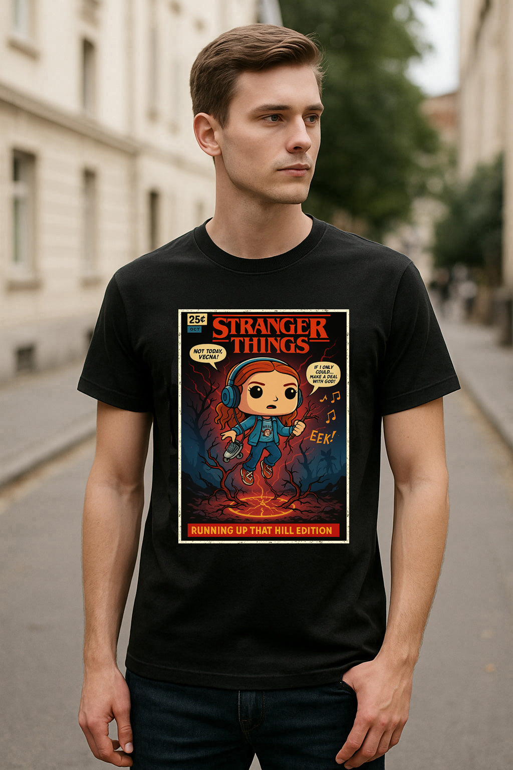 Stranger Things Max Mayfield Running Up That Hill Edition Retro Comic Cover Unisex T-Shirt