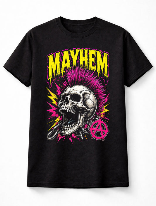 Mayhem Punk Skull Mohawk Anarchy Horror Graphic Unisex T-Shirt