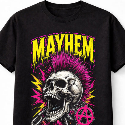 Mayhem Punk Skull Mohawk Anarchy Horror Graphic Unisex T-Shirt