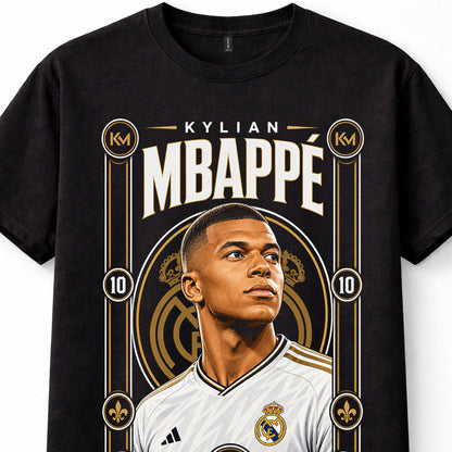 Kylian Mbappe Real Madrid Number 10 France Football Star Black Unisex T-Shirt