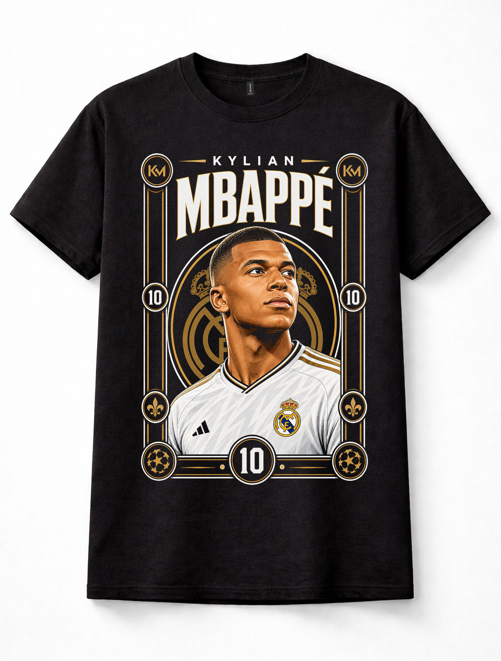 Kylian Mbappe Real Madrid Number 10 France Football Star Black Unisex T-Shirt