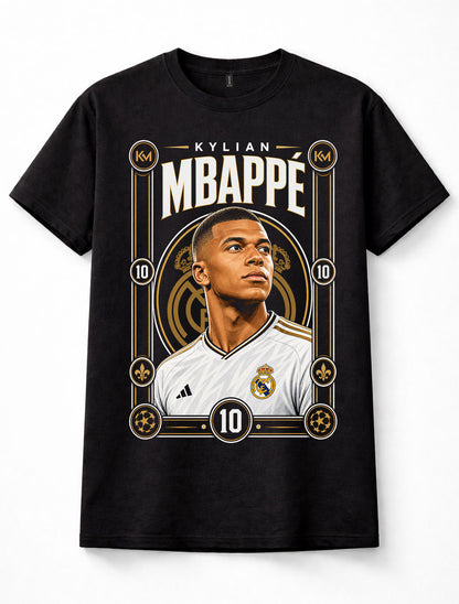 Kylian Mbappe Real Madrid Number 10 France Football Star Black Unisex T-Shirt