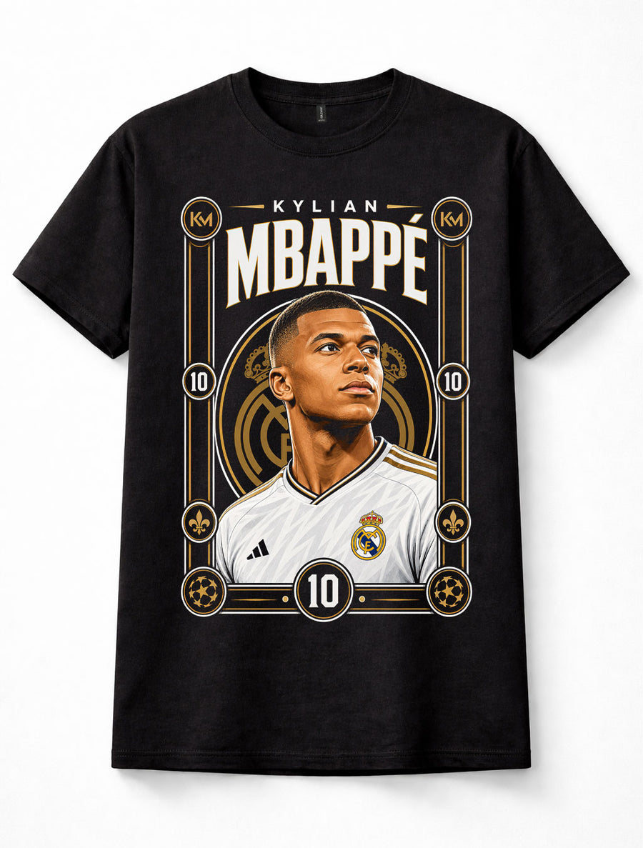 Kylian Mbappe Real Madrid Number 10 France Football Star Black Unisex T-Shirt