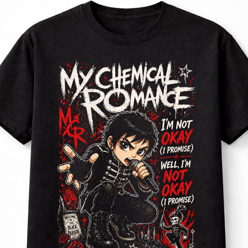 My Chemical Romance Inspired Graphic T-Shirt Emo Rock Band Style Tee Black Parade Aesthetic Red Black Grunge Adults & Kids Unisex T-Shirt