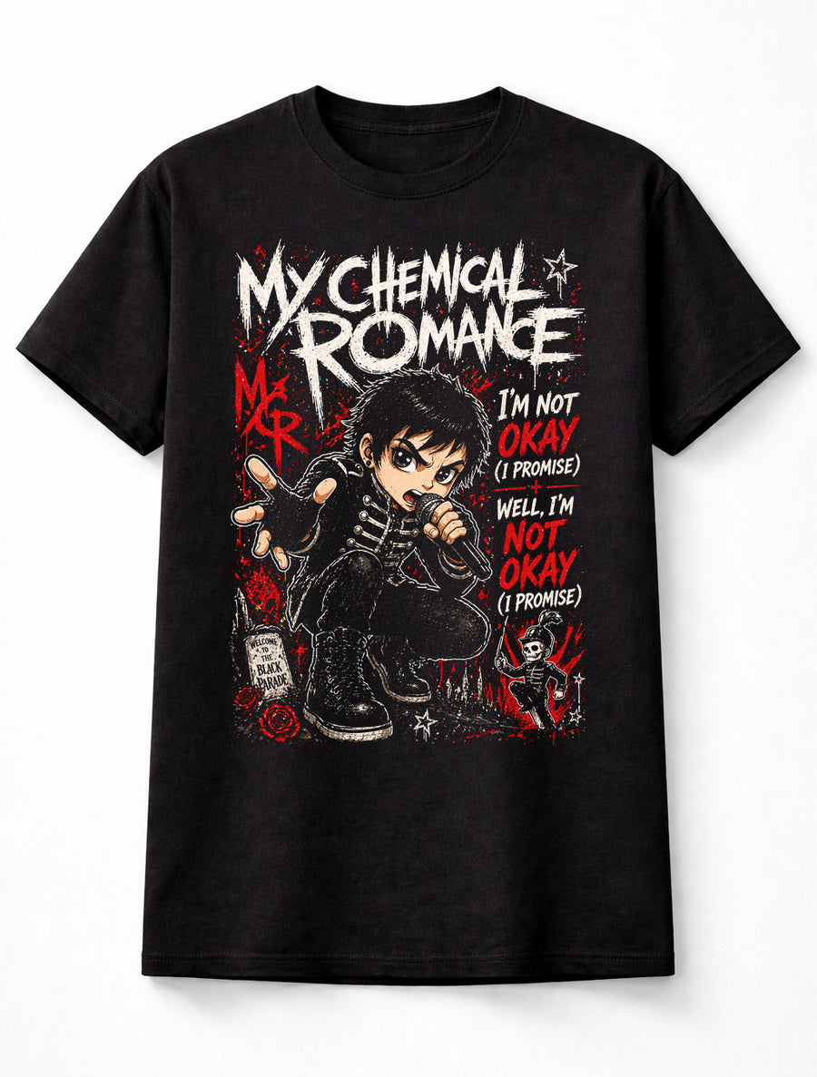 My Chemical Romance Inspired Graphic T-Shirt Emo Rock Band Style Tee Black Parade Aesthetic Red Black Grunge Adults & Kids Unisex T-Shirt