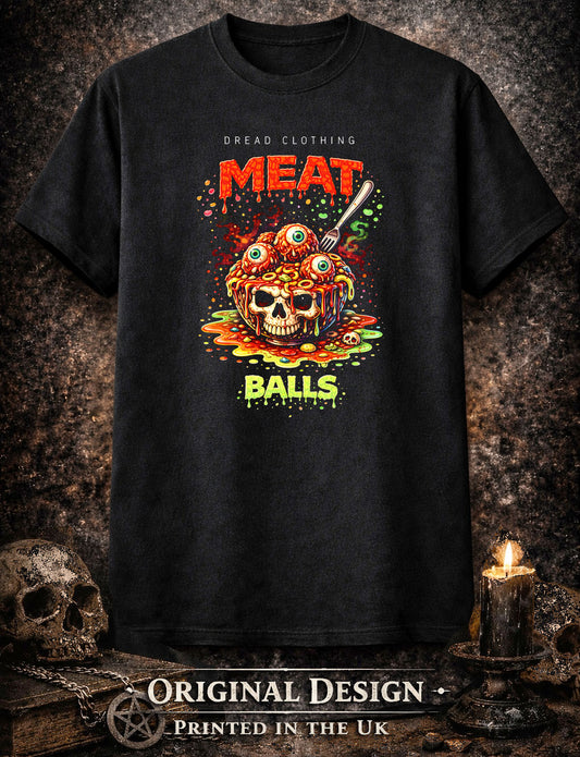 Meat Balls Skull Unisex Toxic Gothic Horror Food Graphic T-Shirt Dark Art