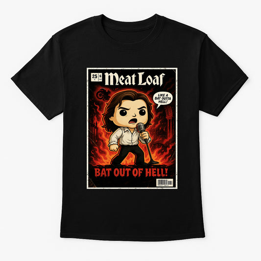 Meat Loaf Bat Out of Hell Flames Classic Rock Funko Pop Style Unisex T-Shirt