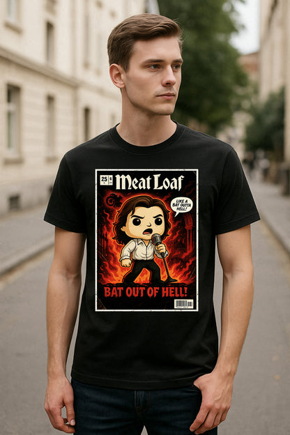 Meat Loaf Bat Out of Hell Flames Classic Rock Funko Pop Style Unisex T-Shirt