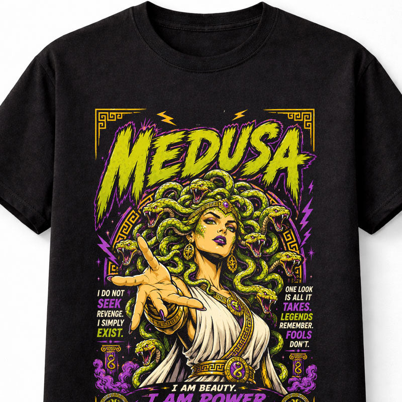 Medusa Greek Mythology Gorgon Snake Hair Horror Graphic Unisex T-Shirt