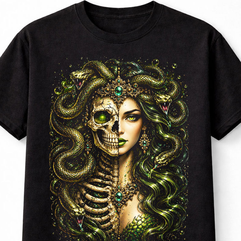 Medusa Skeleton Goddess Snake Gothic Mythology Unisex T-Shirt