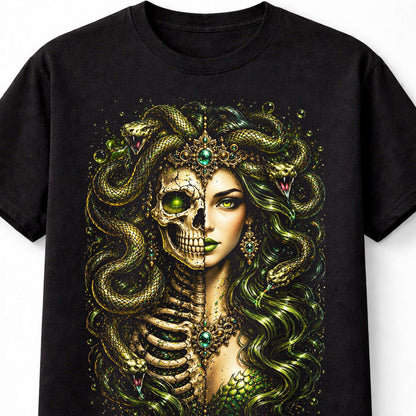 Medusa Skeleton Goddess Snake Gothic Mythology Unisex T-Shirt