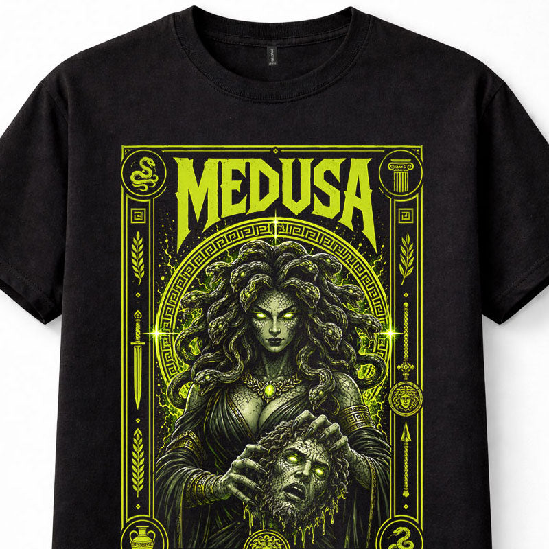 Medusa Greek Mythology Gorgon Perseus Snake Head Gothic Art Unisex T-Shirt