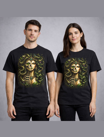 Medusa Skeleton Goddess Snake Gothic Mythology Unisex T-Shirt