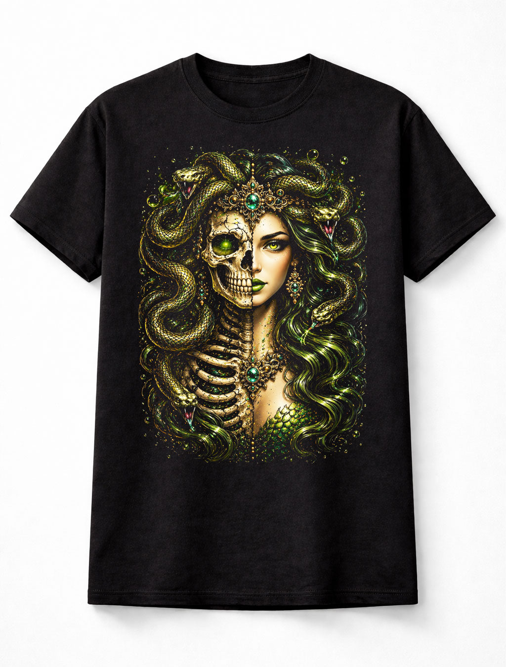 Medusa Skeleton Goddess Snake Gothic Mythology Unisex T-Shirt