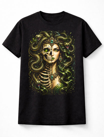 Medusa Skeleton Goddess Snake Gothic Mythology Unisex T-Shirt